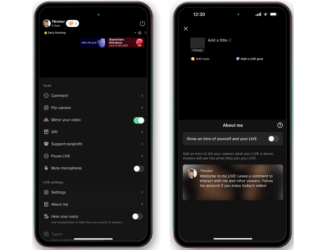 LIVE safety settings inside TikTok
